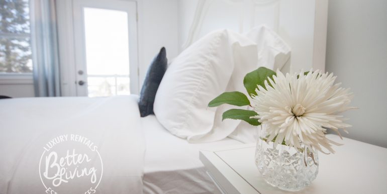 Cottage rental with white linen